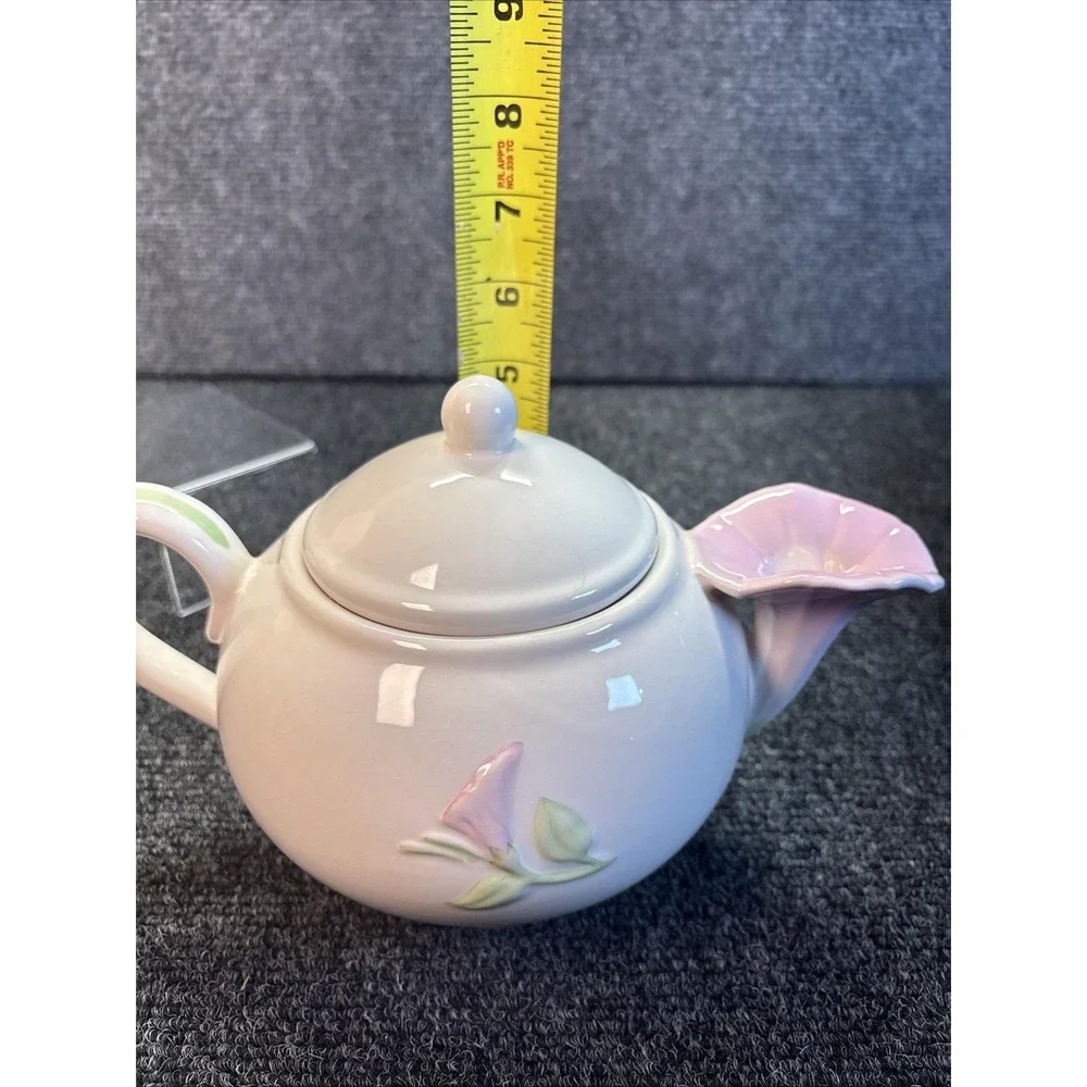 Vtg~Teleflora Pink Morning Glory Teapot~4 Cups~Ceramic